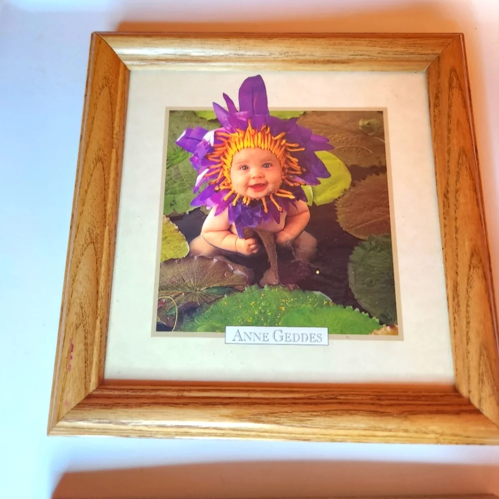 Anne Geddes Waterlily and Baby on Nappies 7 by 7 photos in frame